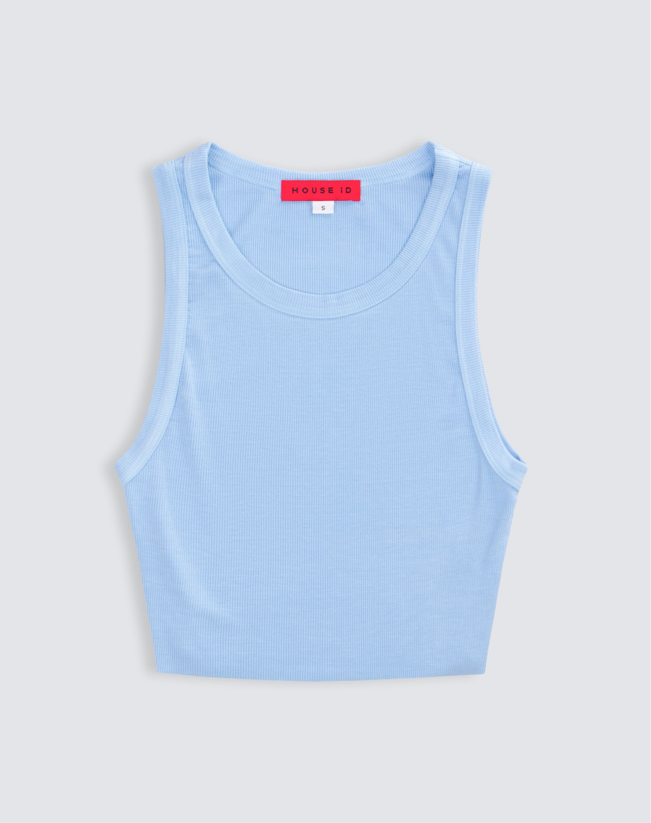 Cropped Ribbed Tank - Sky Blue