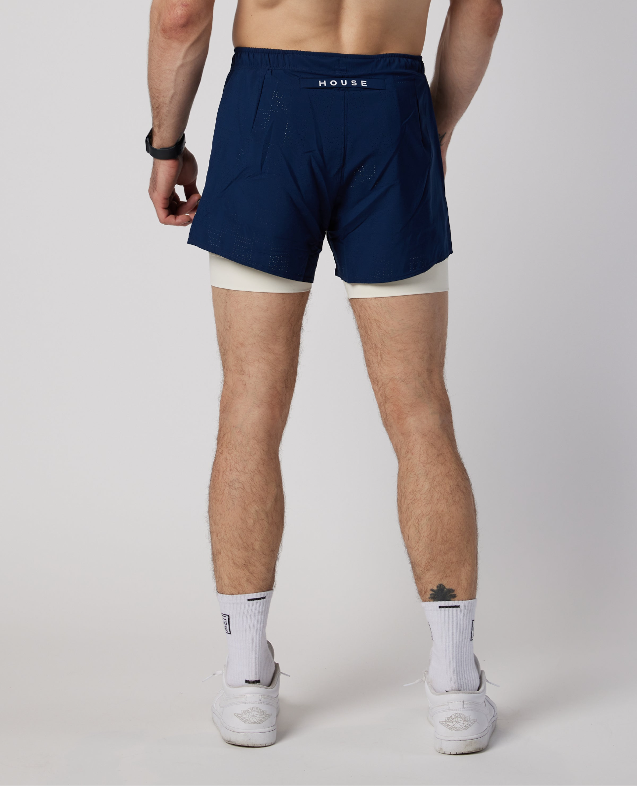 Perforated 5" Lined Short - Navy/Off White