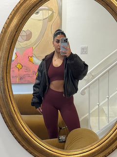 Ribbed Seamless Bra - Burgundy