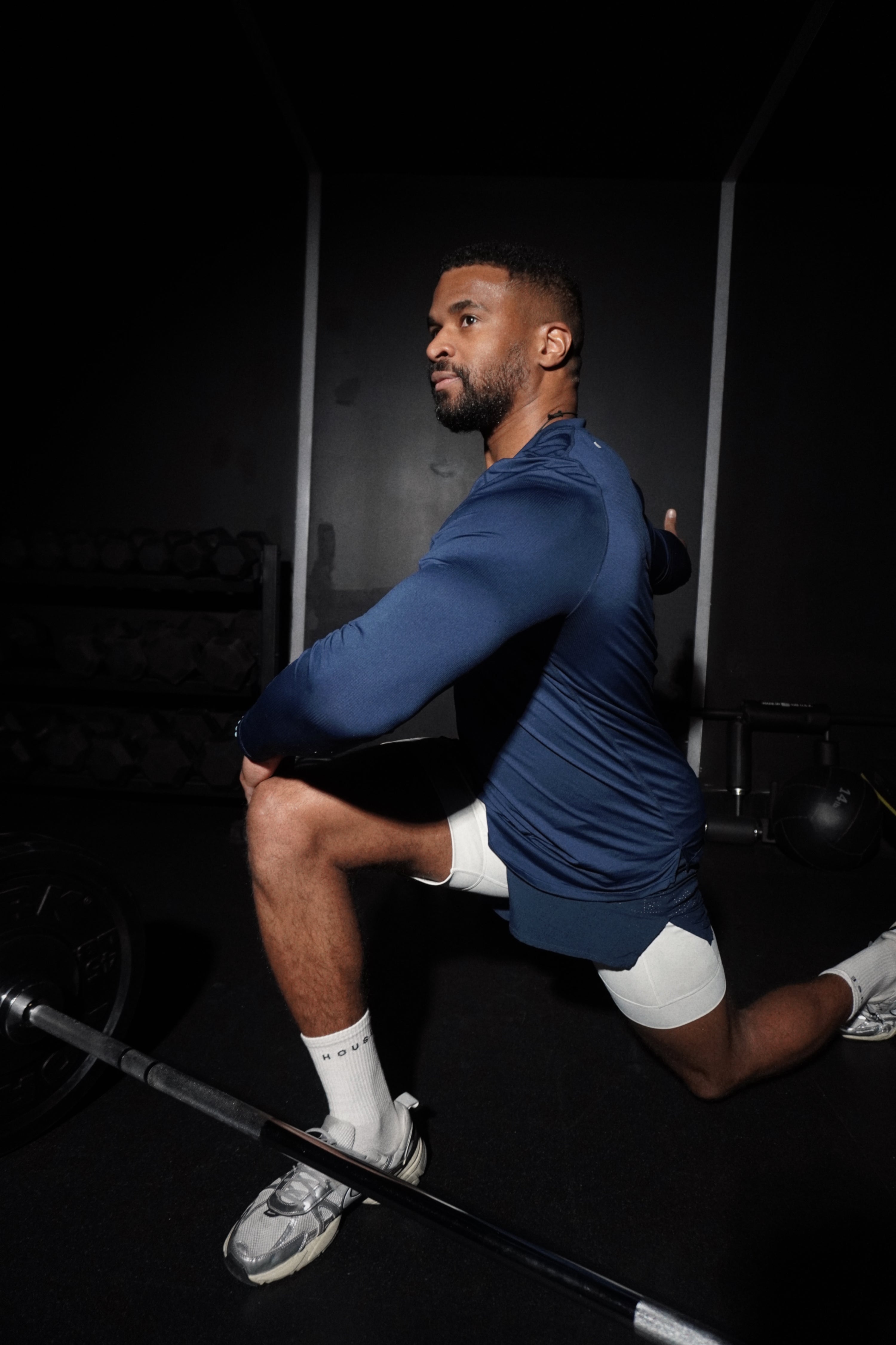 Perforated 5" Lined Short - Navy/Off White