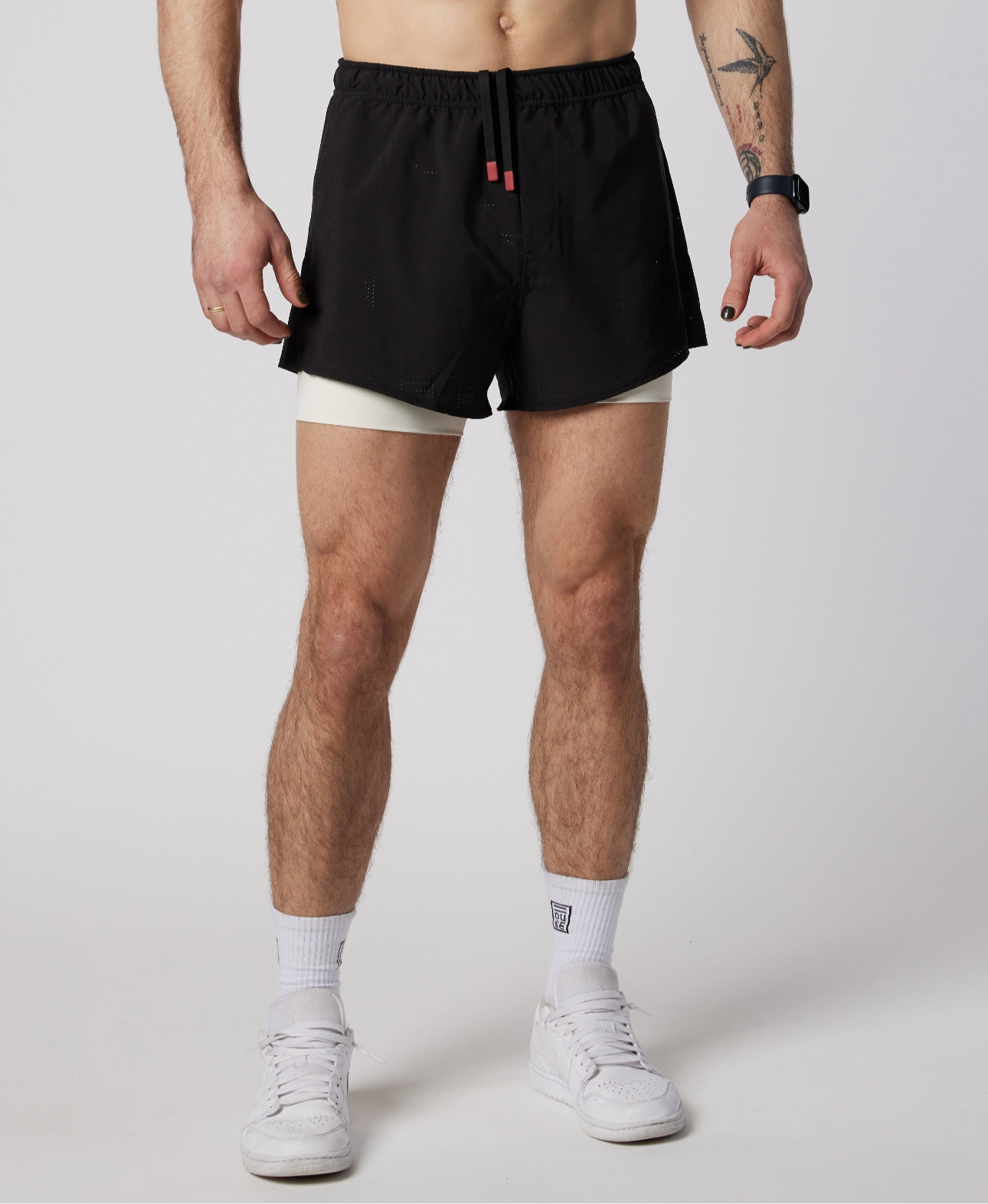 Perforated 5" Lined Short - Black/Off White