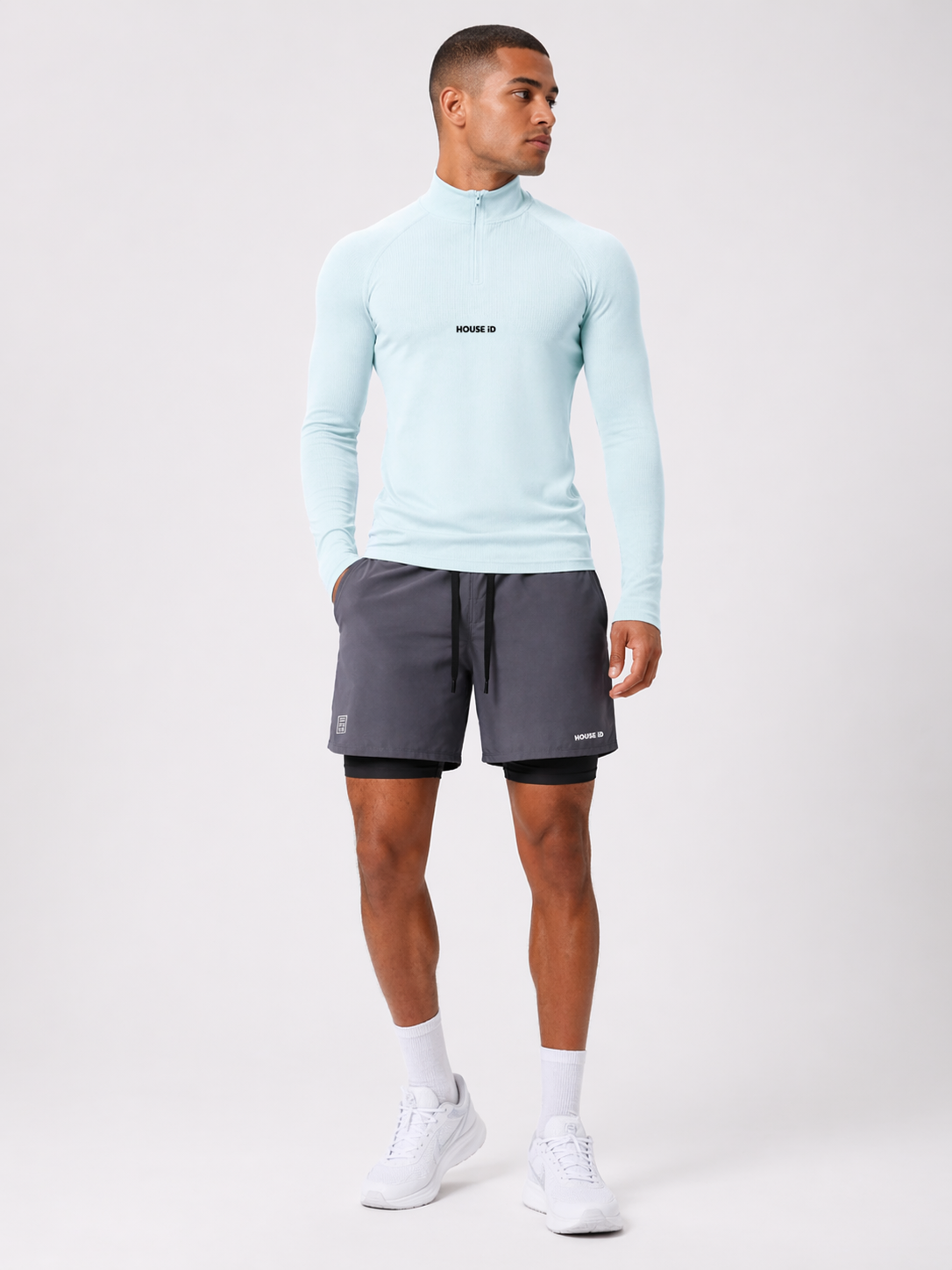 Seamless Athletic Quarter Zip - Ice Blue