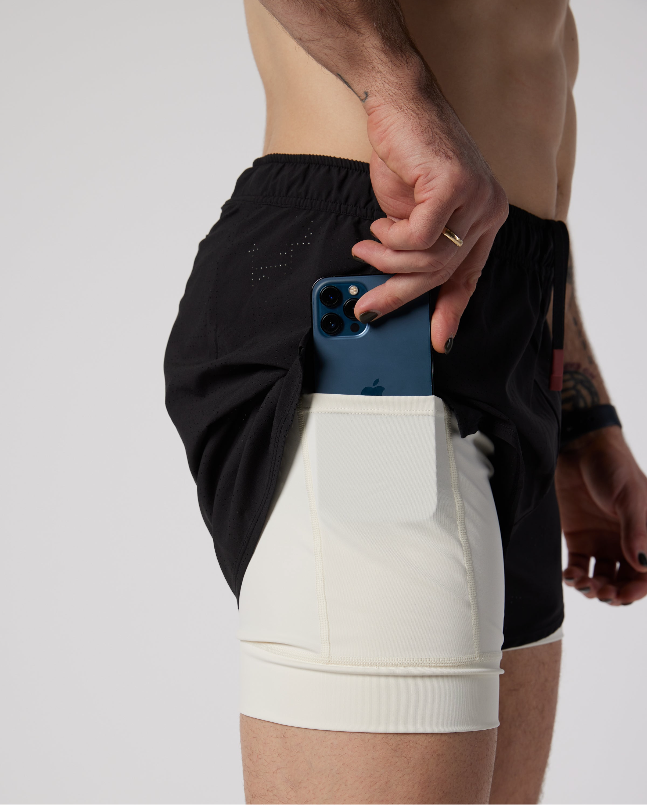 Perforated 5" Lined Short - Black/Off White