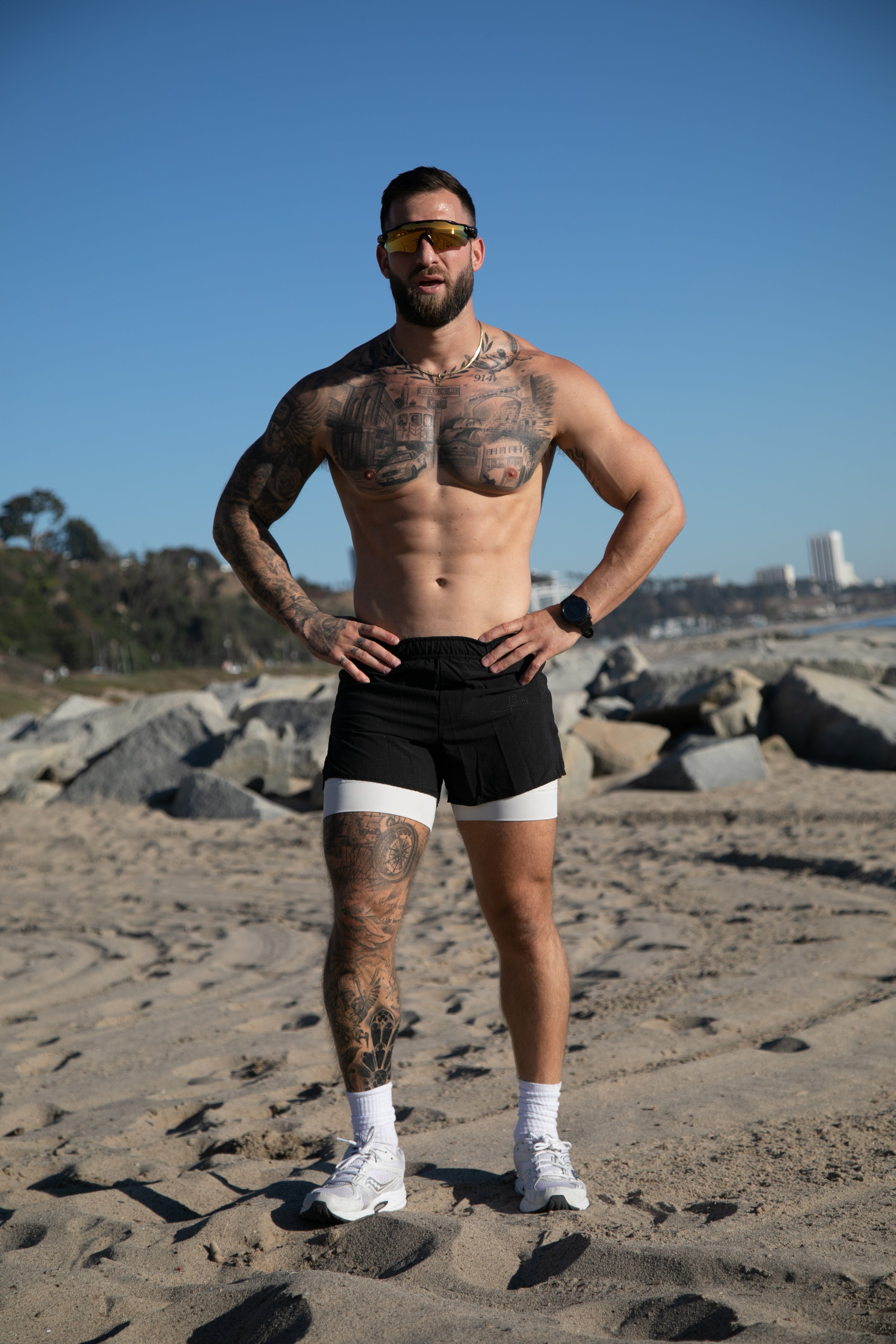 Perforated 5" Lined Short - Black/Off White