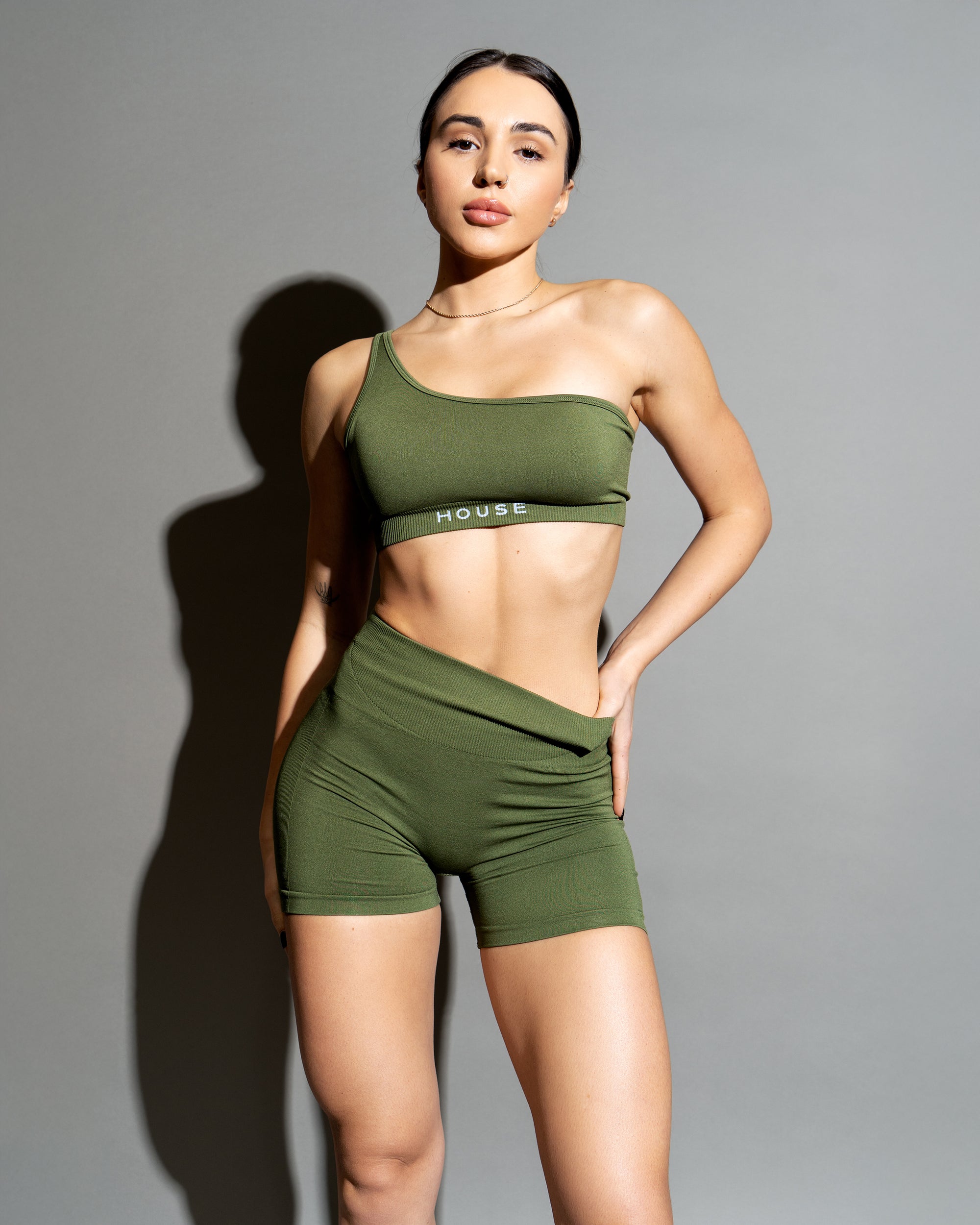 Seamless Asymmetrical Bra - Olive