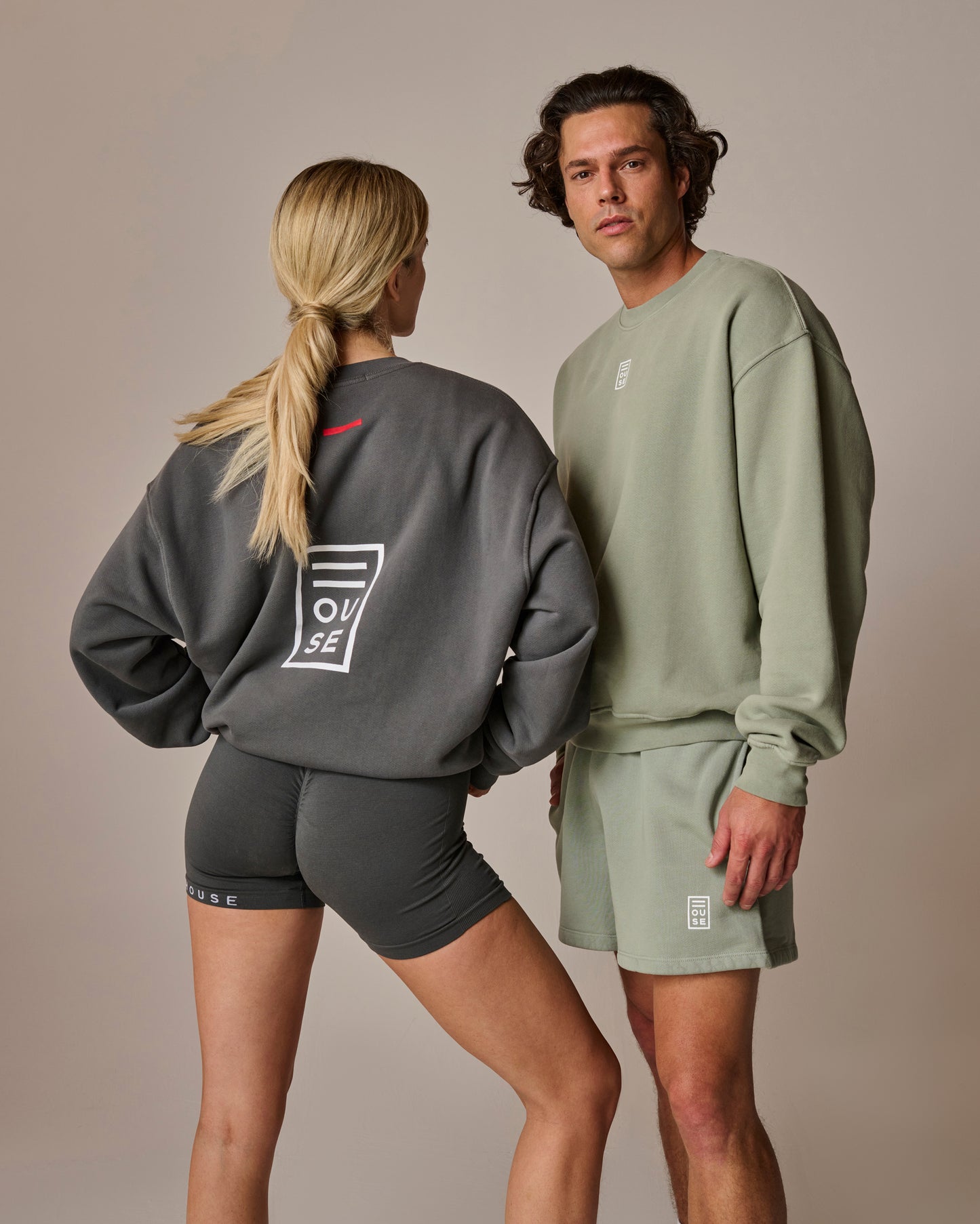 Unisex Mens Womens Crew Sweater in Dark Grey