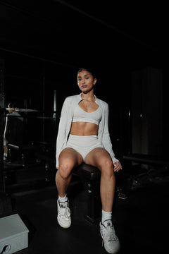 Seamless Longsleeve Full Zip -  Light Grey