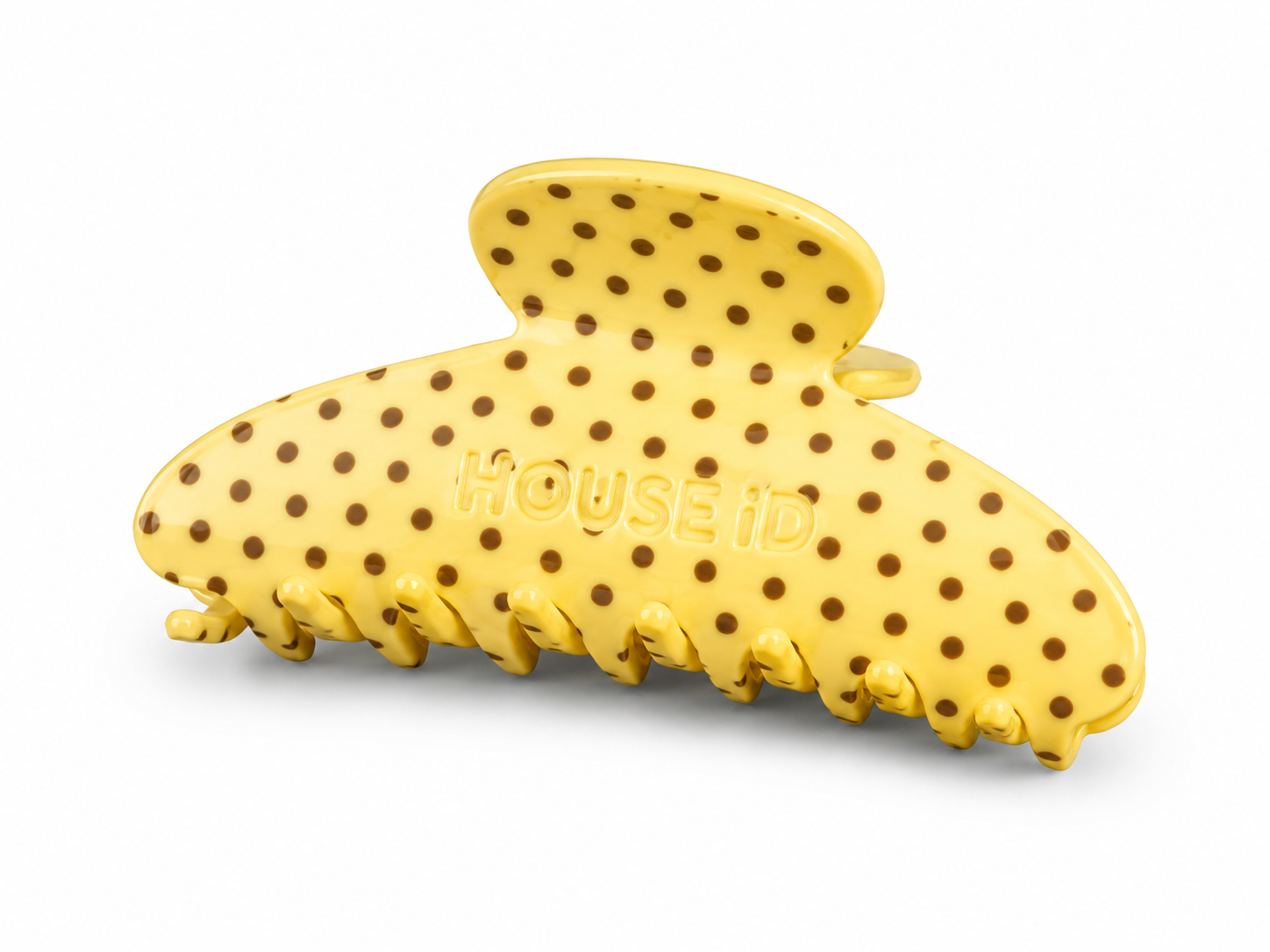 Claw Clip - Yellow/Brown Polka Dot
