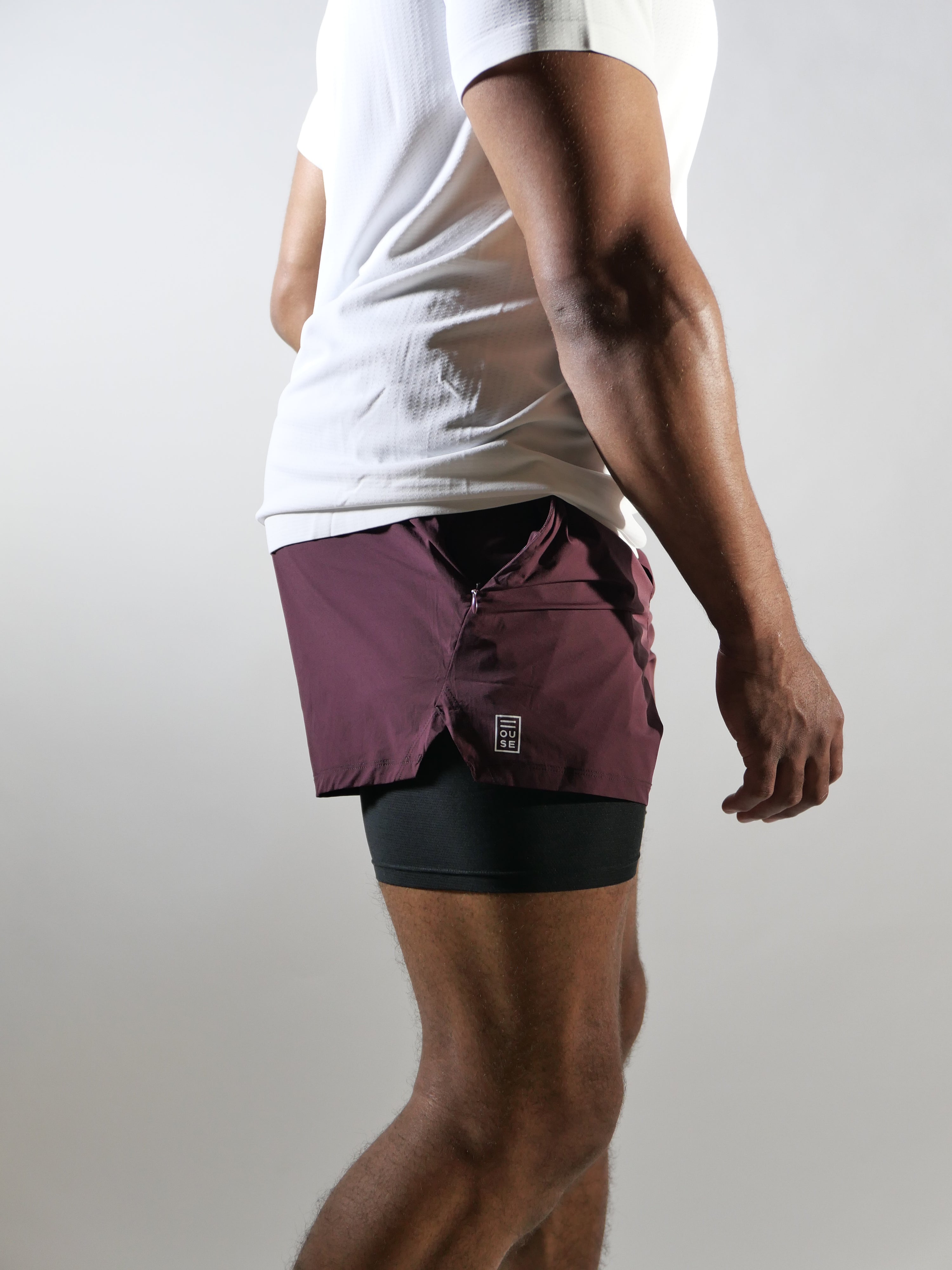 6" Lined Short - Burgundy/Black