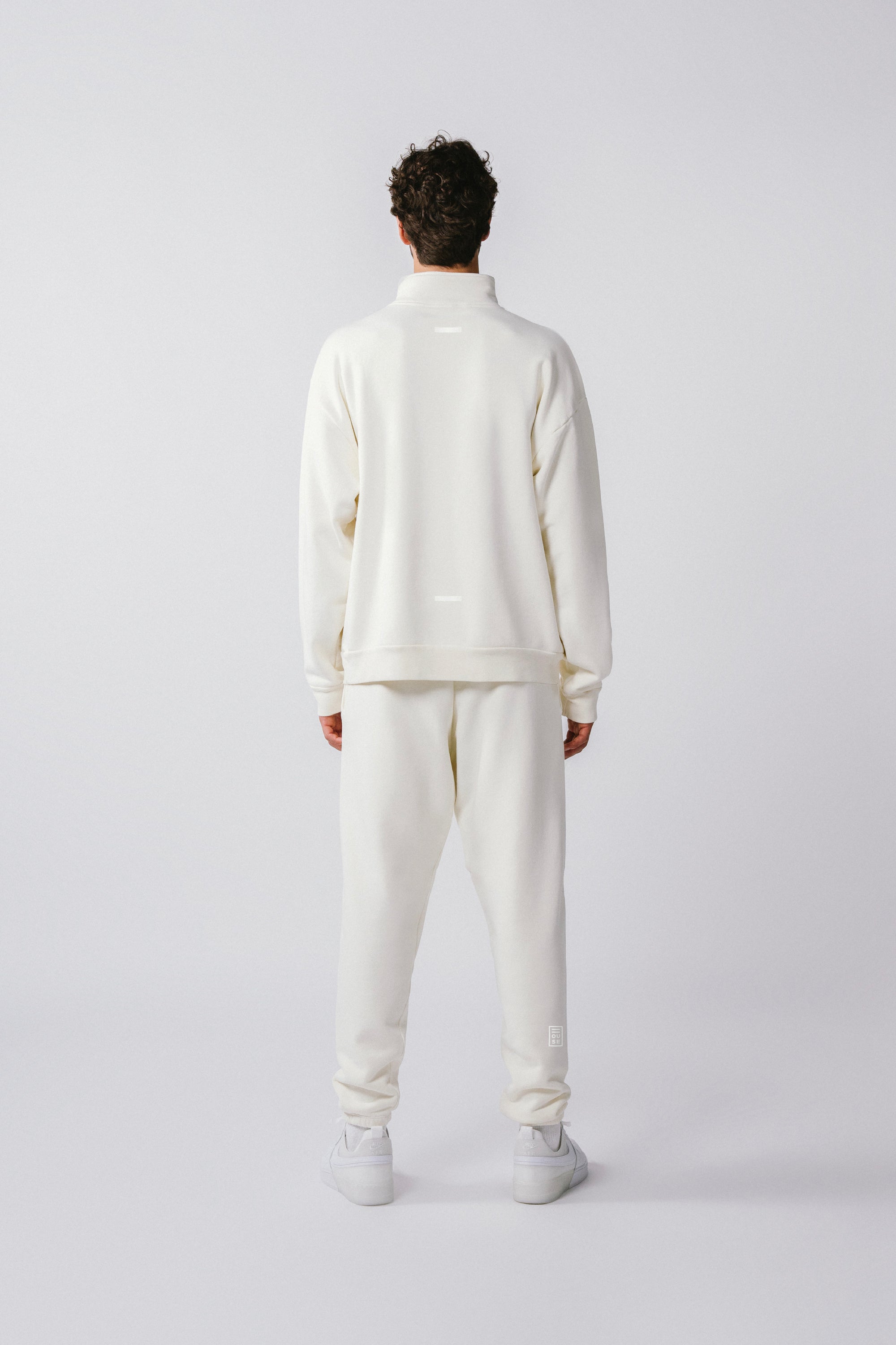 Mens Quarter Zip Sweat Top Off White