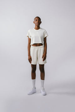 Womens Cropped Baby Tee Off White