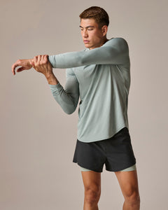 Mens Athletic Long Sleeve Top in Sea Green