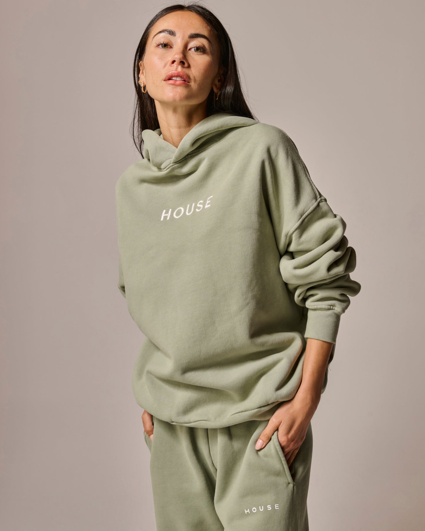 womens hoodie in sage