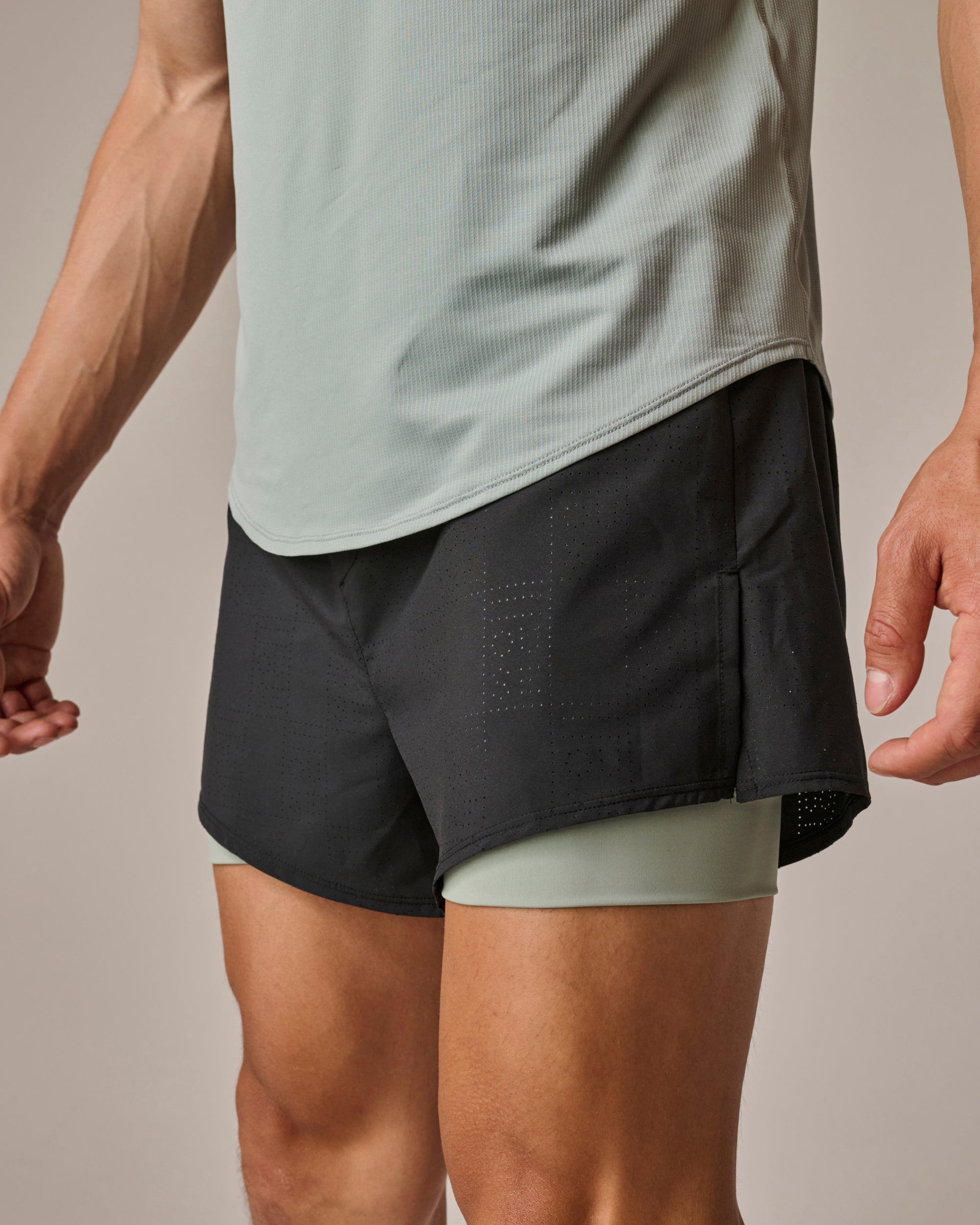 Mens Short Black Sea Green