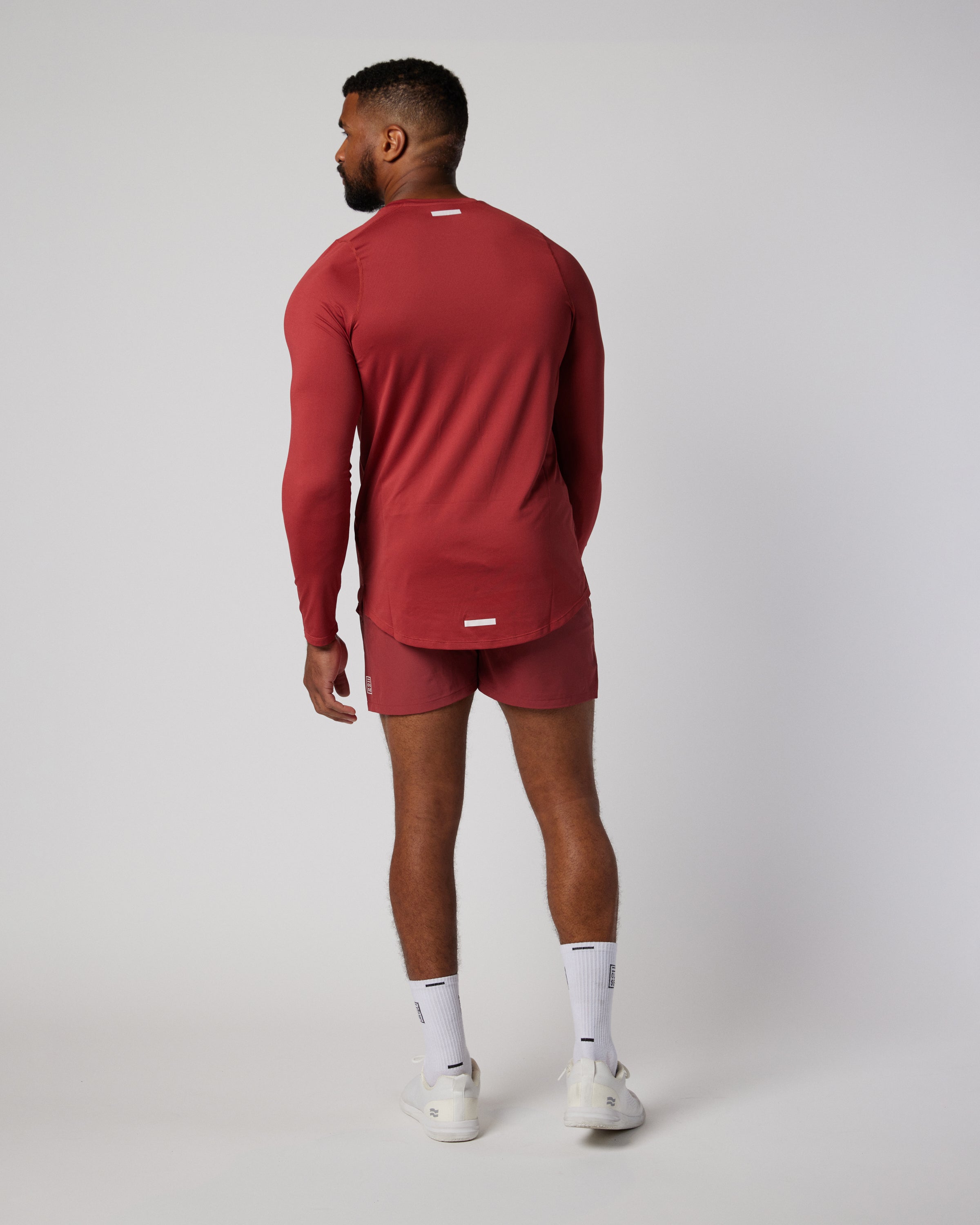 Mens athletic long sleeve top in mars red