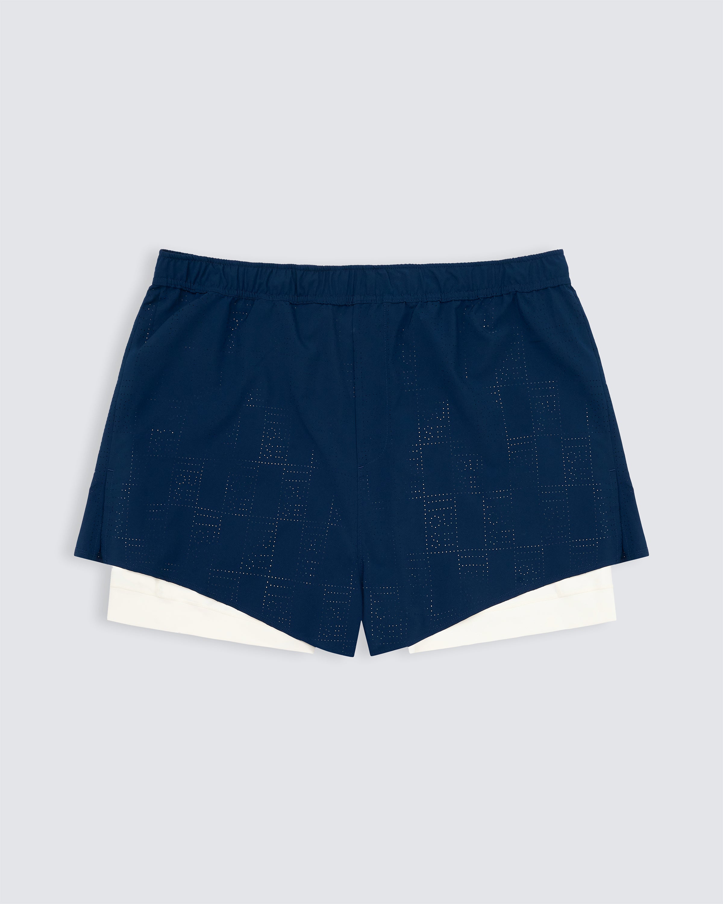 Mens lined sports short in navy and white