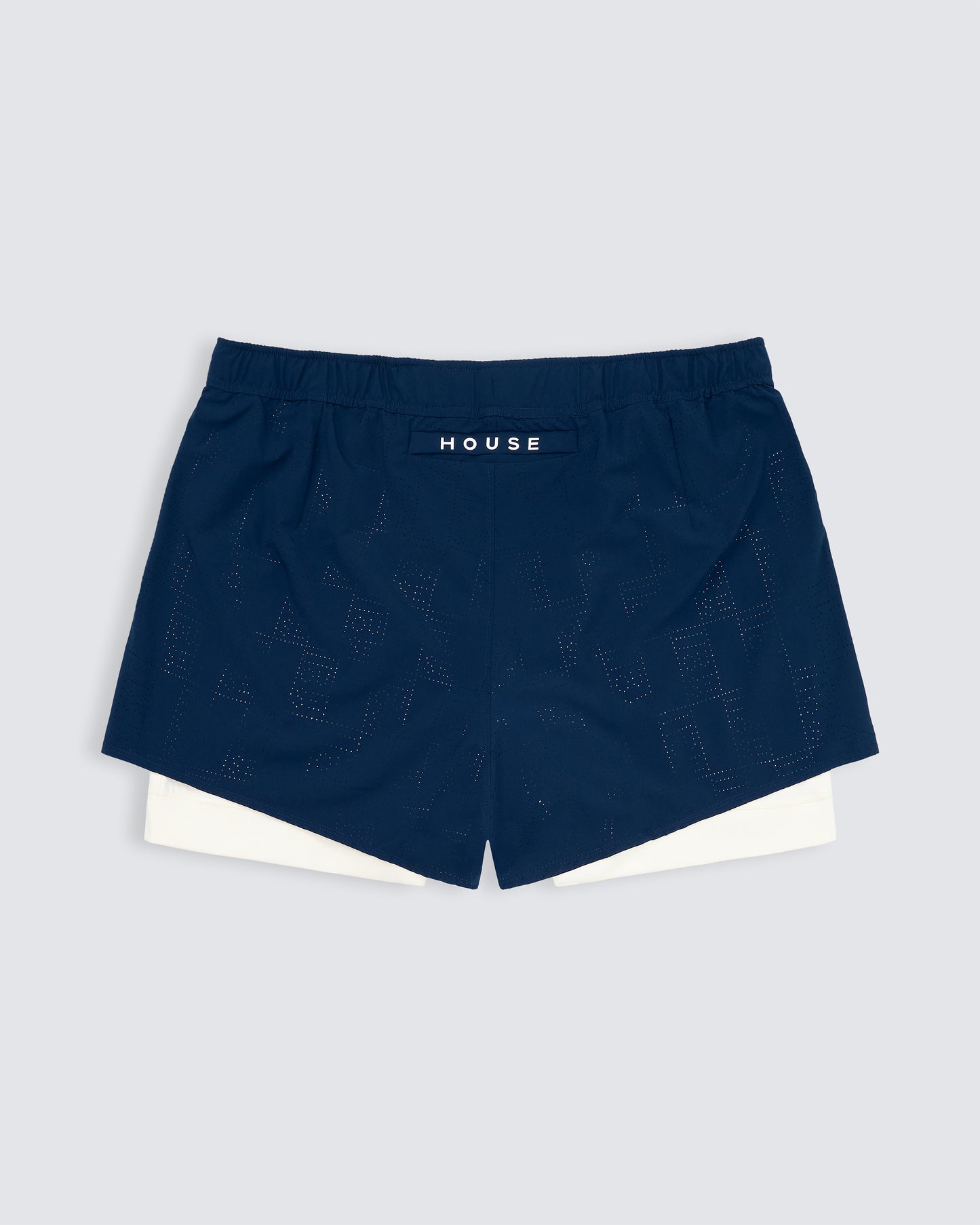 Mens lined sports short in navy and white