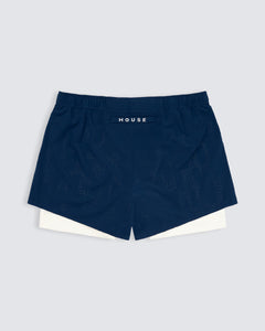 Mens lined sports short in navy and white