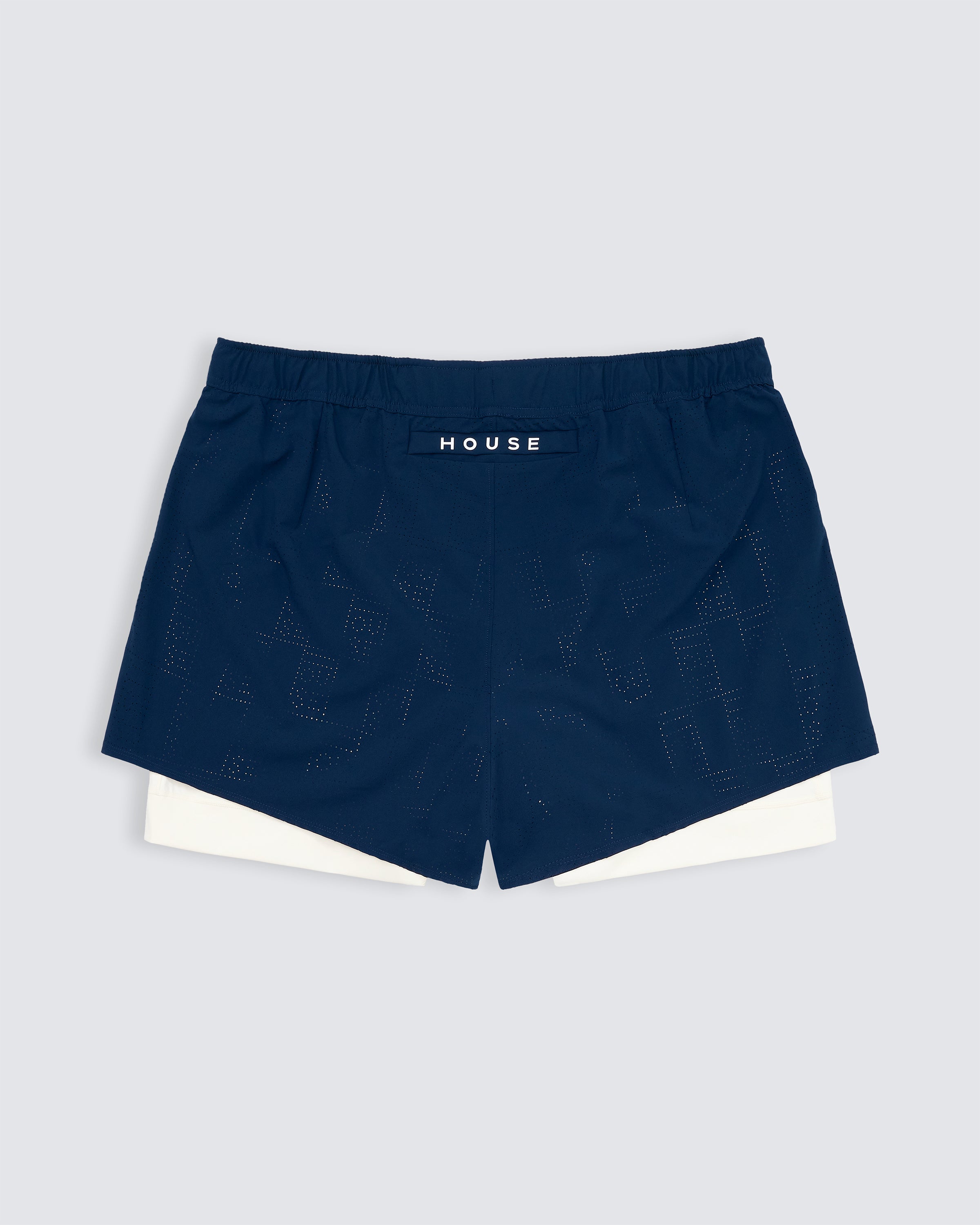 Mens lined sports short in navy and white