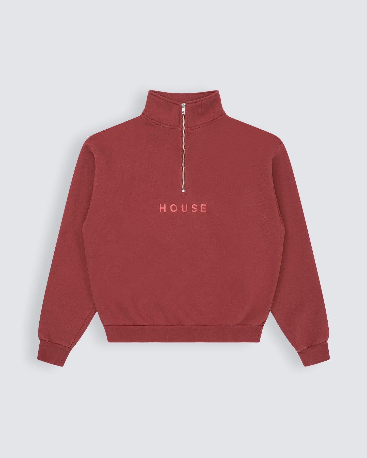 Quarter zip House iD sports top in mars red