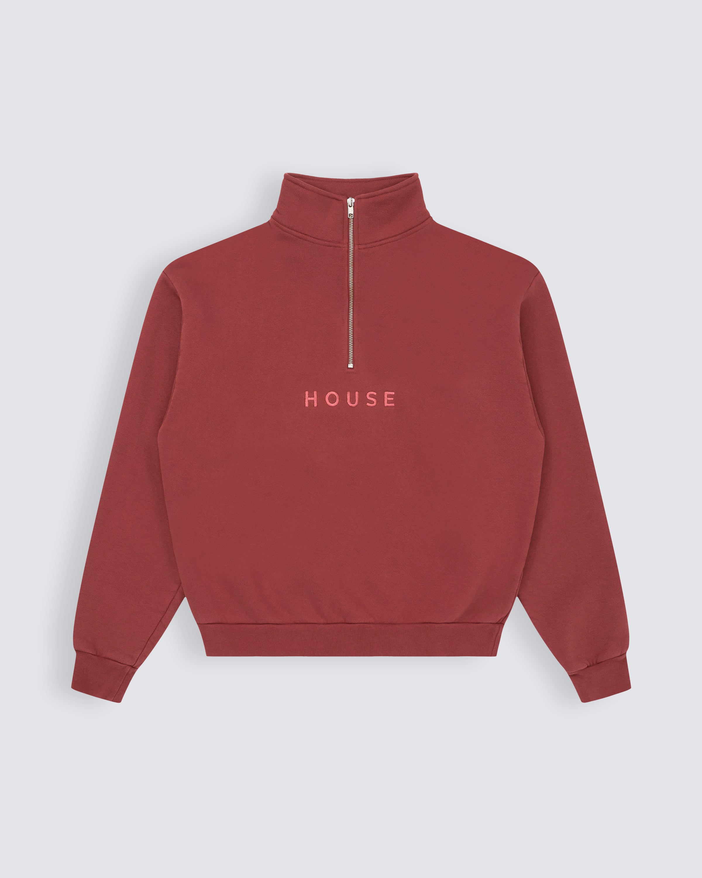 Quarter zip House iD sports top in mars red