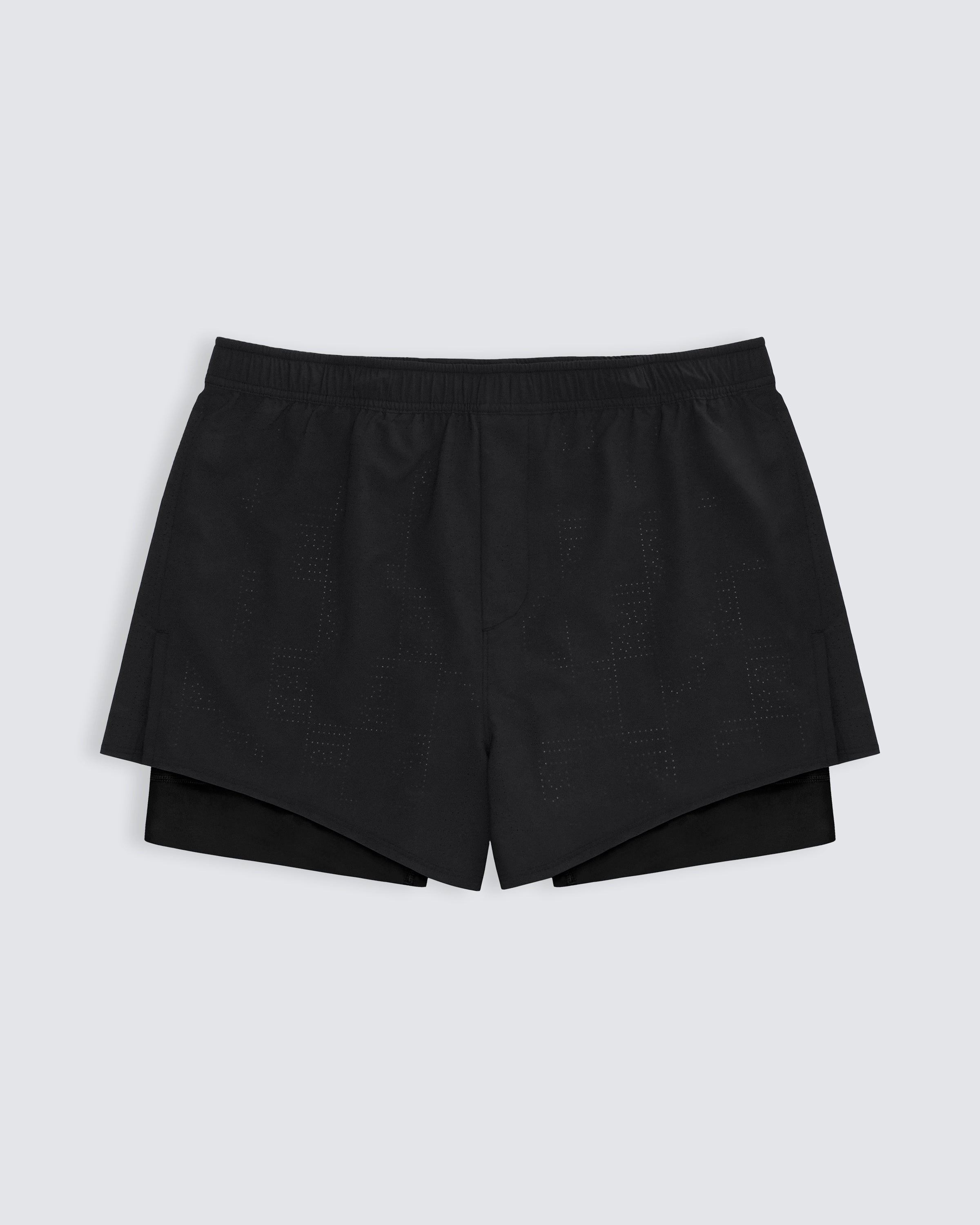 Mens perforated lined short in black