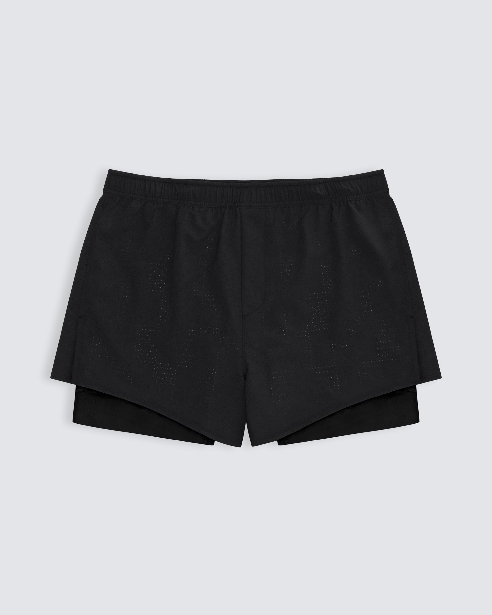 Mens perforated lined short in black