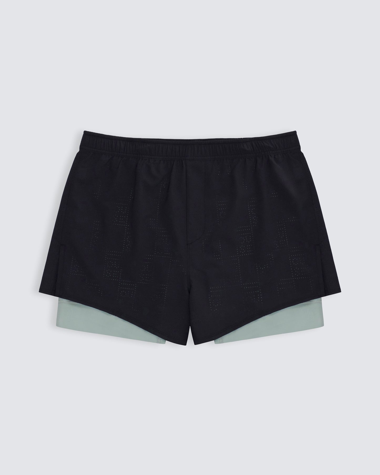 Perforated 4" Lined Short - Black/Sea Green