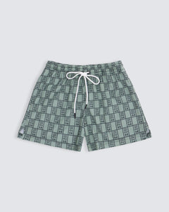 Mens mesh short in sage pattern