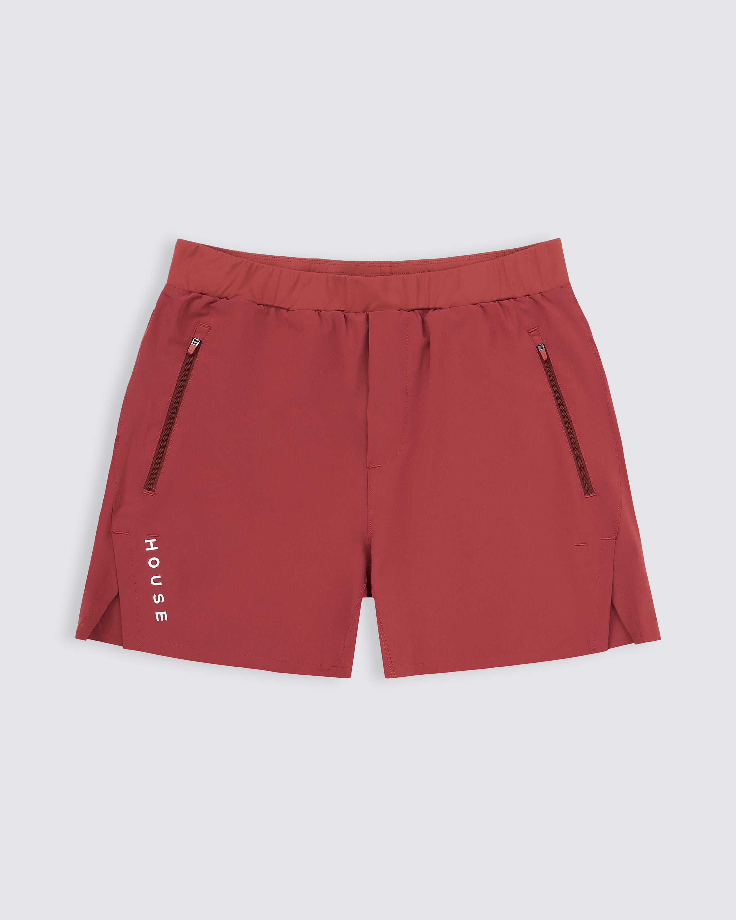 Unlined sports short in mars red