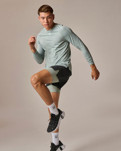 Mens Athletic Long Sleeve Top in Sea Green