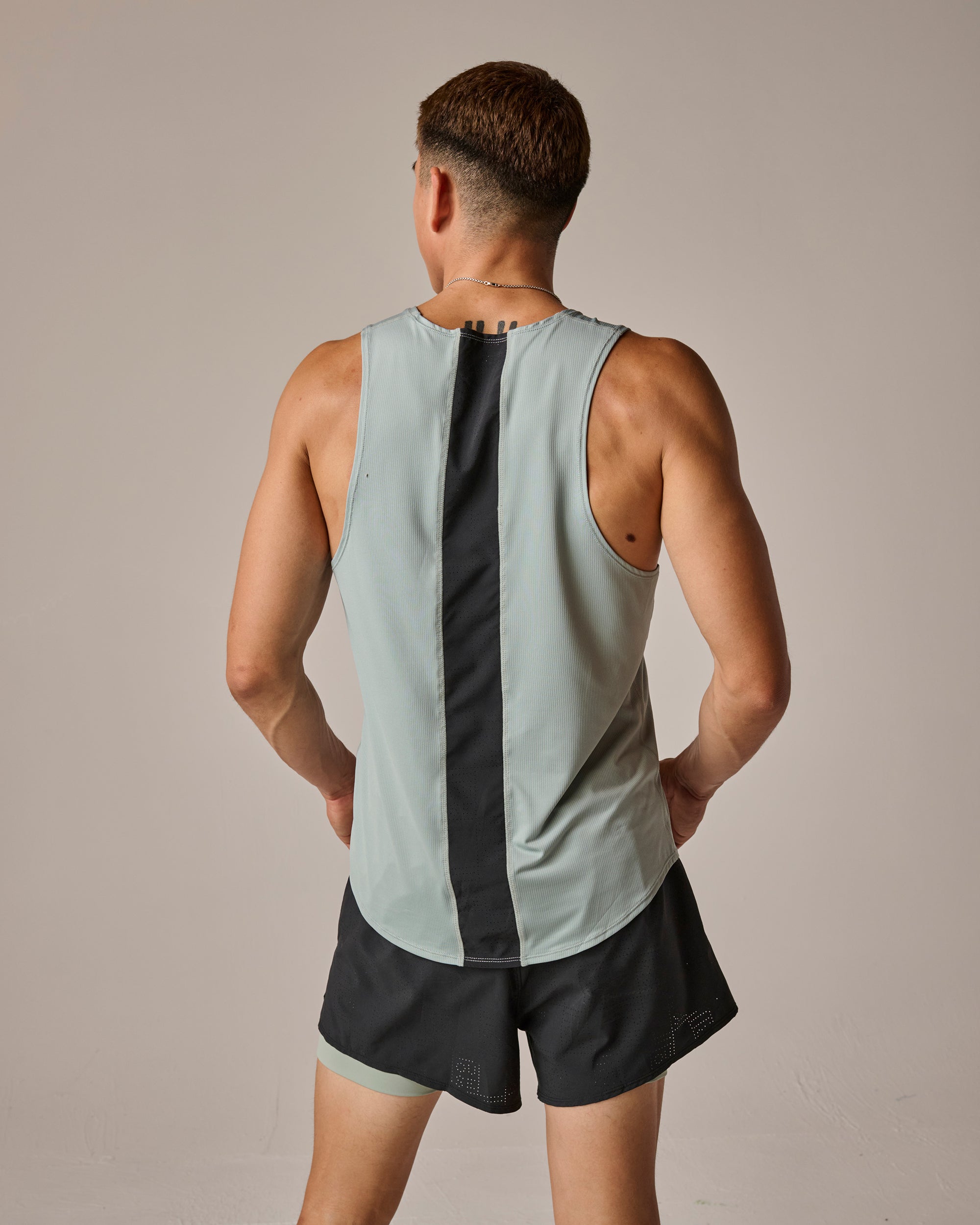 Mens Perforated Athletic Tank in Sea Green