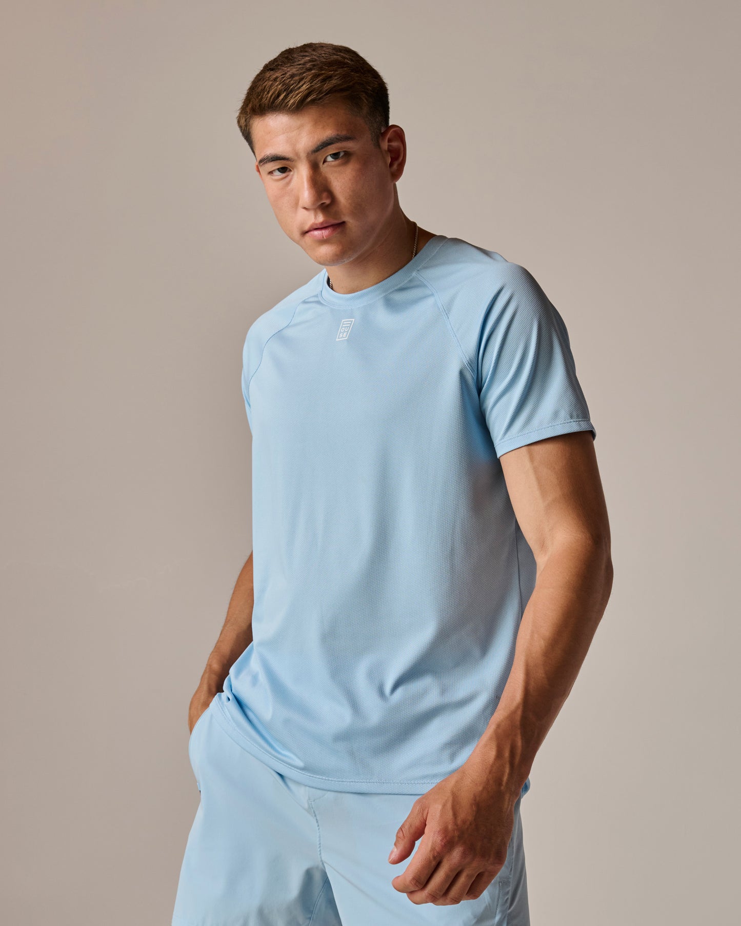 Mens Athletic Sports T-Shirt in Sky Blue