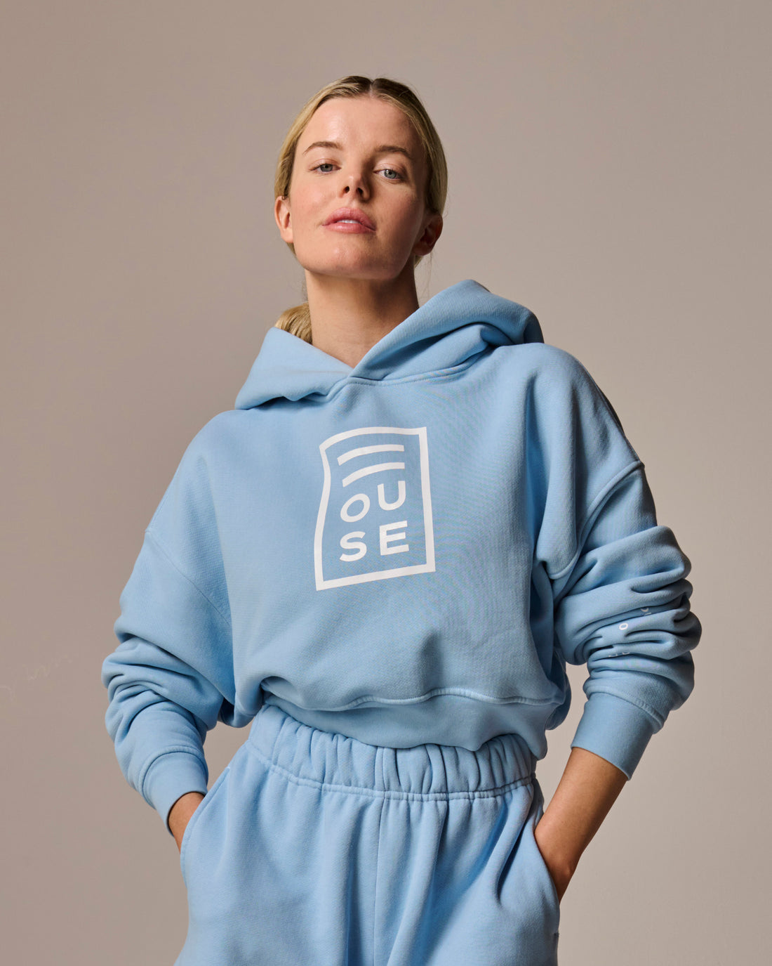 HOUSE iD Cropped Hoodie Sky Blue