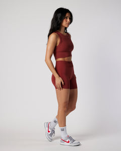 Womens cropped tank in Mars Red