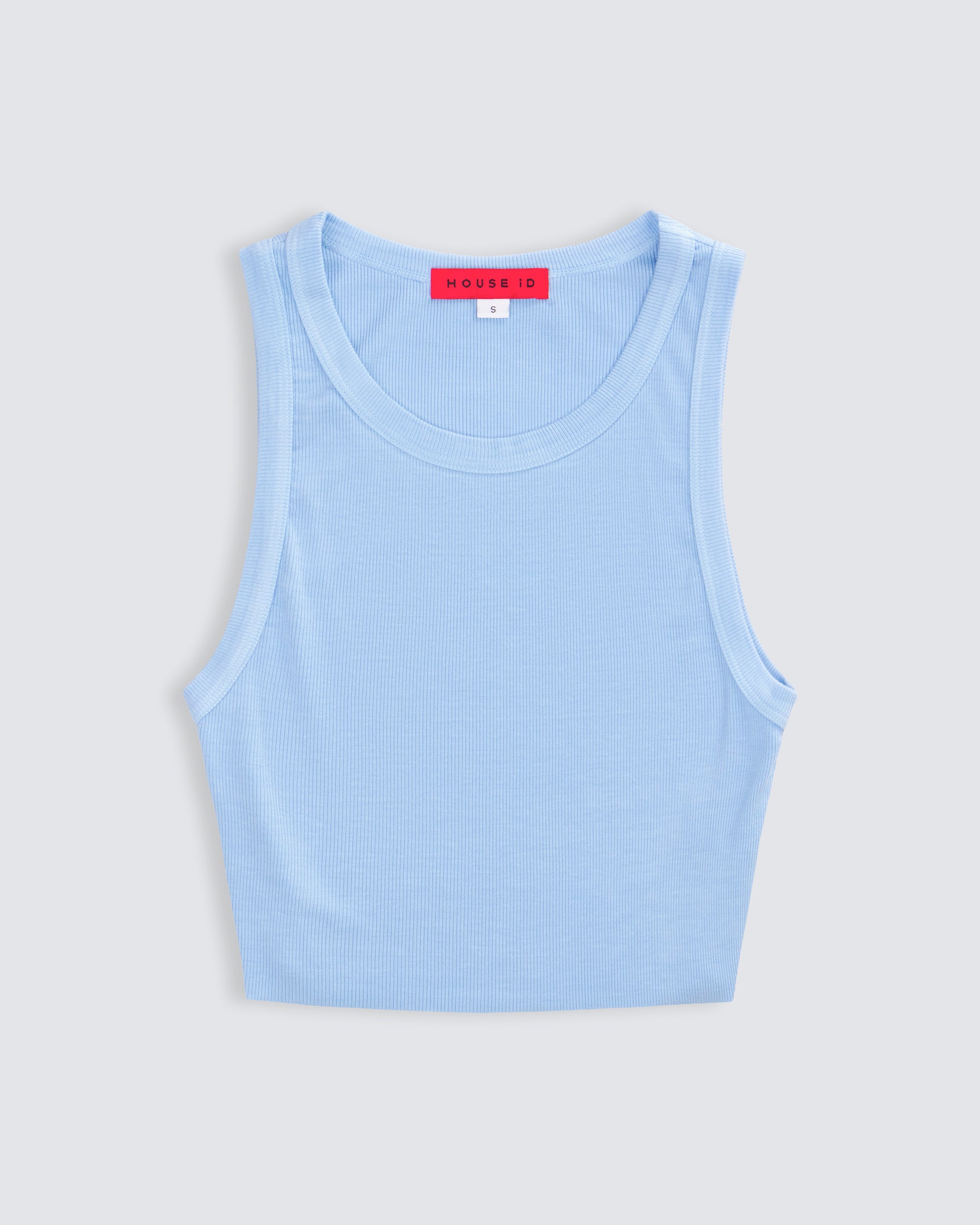 HOUSE iD  Cropped Ribbed Tank - Sky Blue