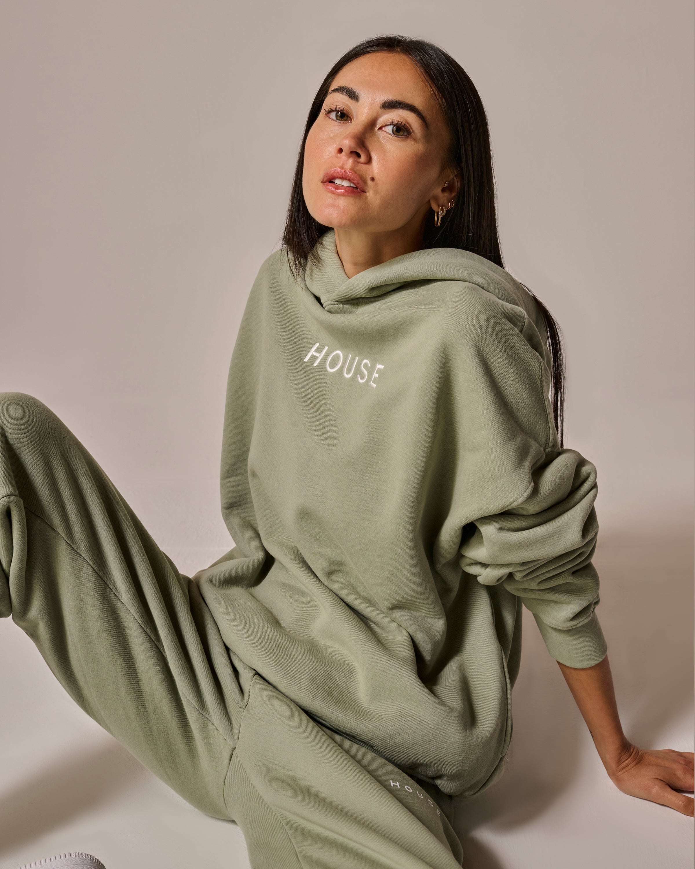 womens hoodie in sage