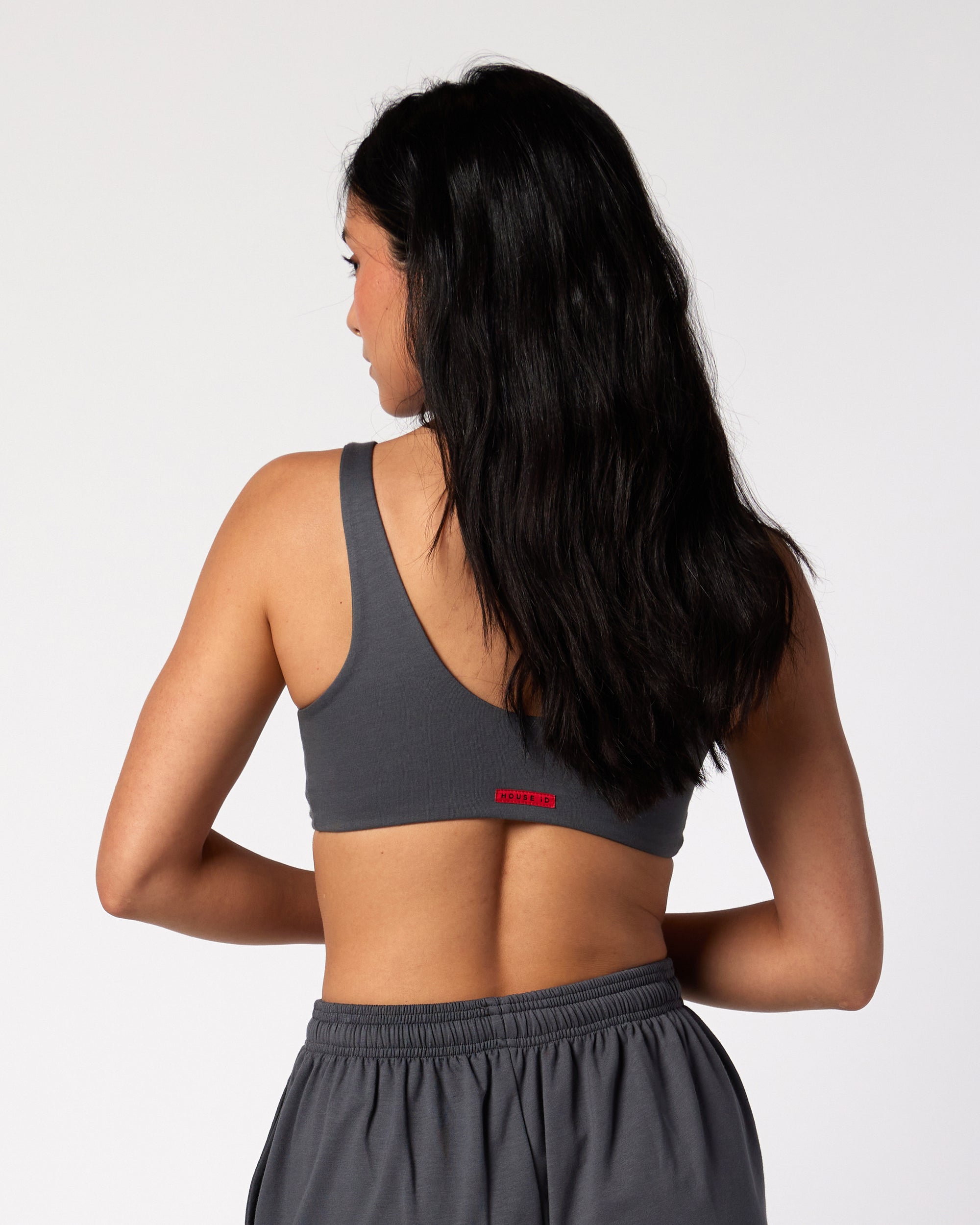 Womens Dark Grey Jersey Sports Bra