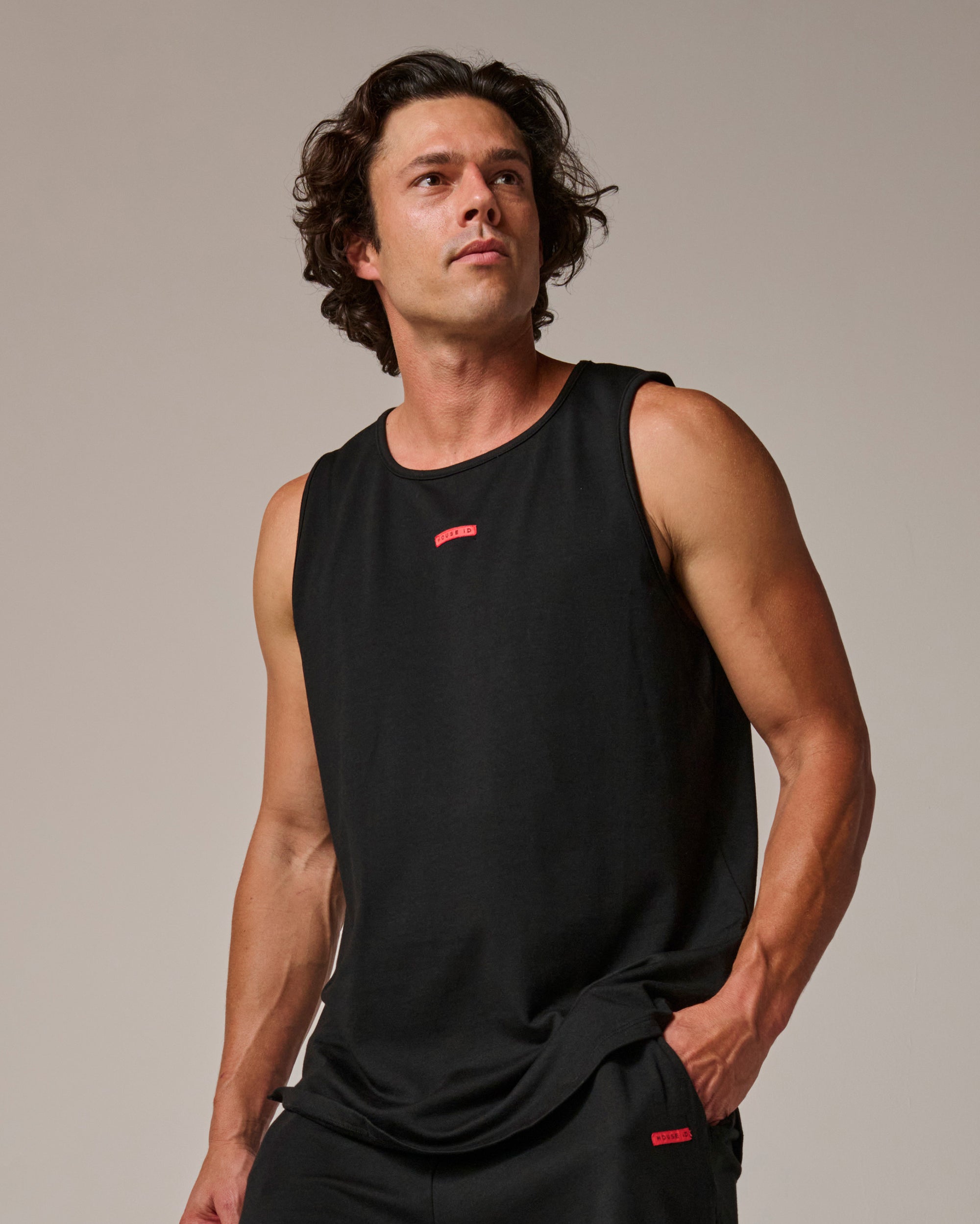 Mens Black Jersey Tank