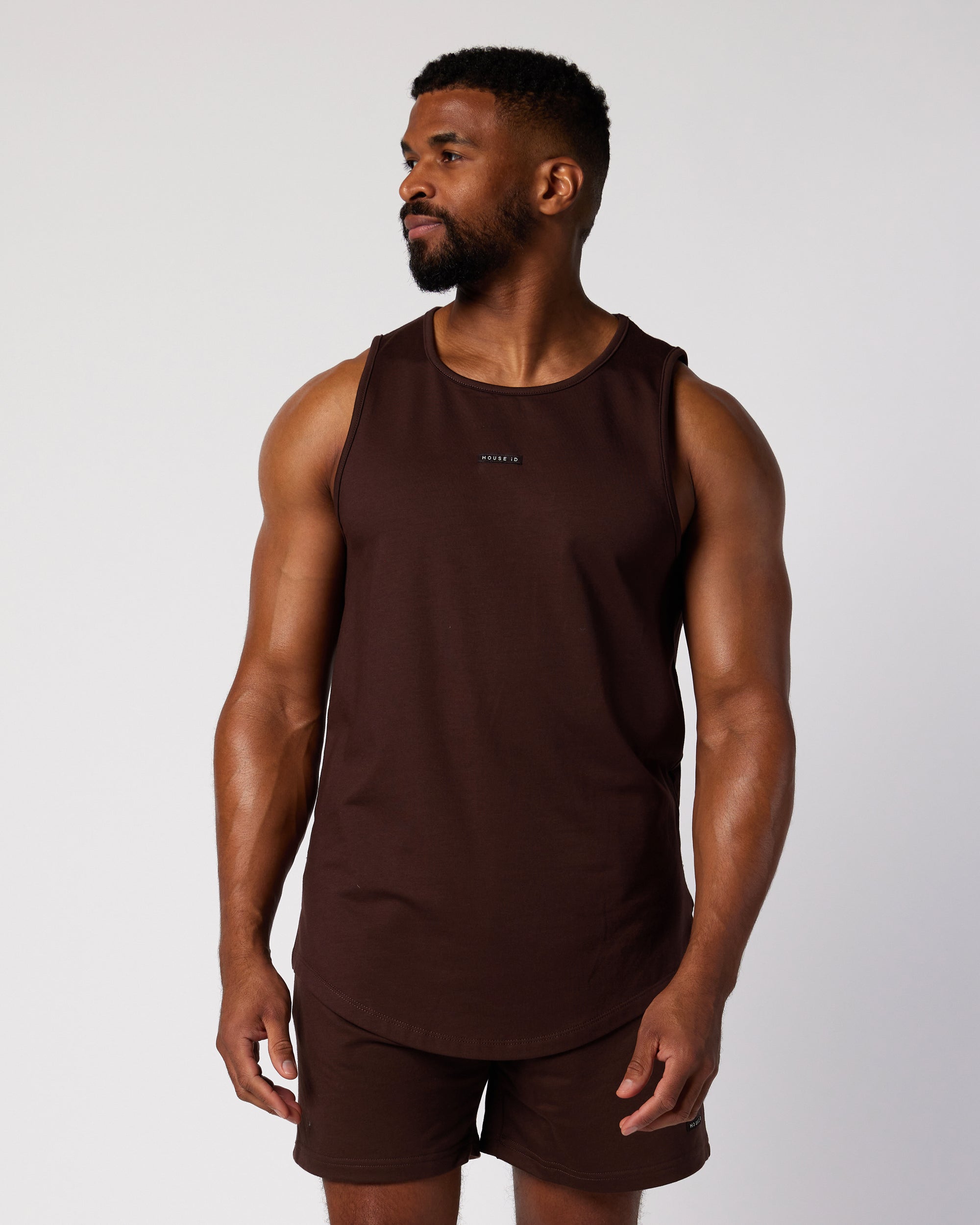 Mens Jersey Tank in Espresso Brown