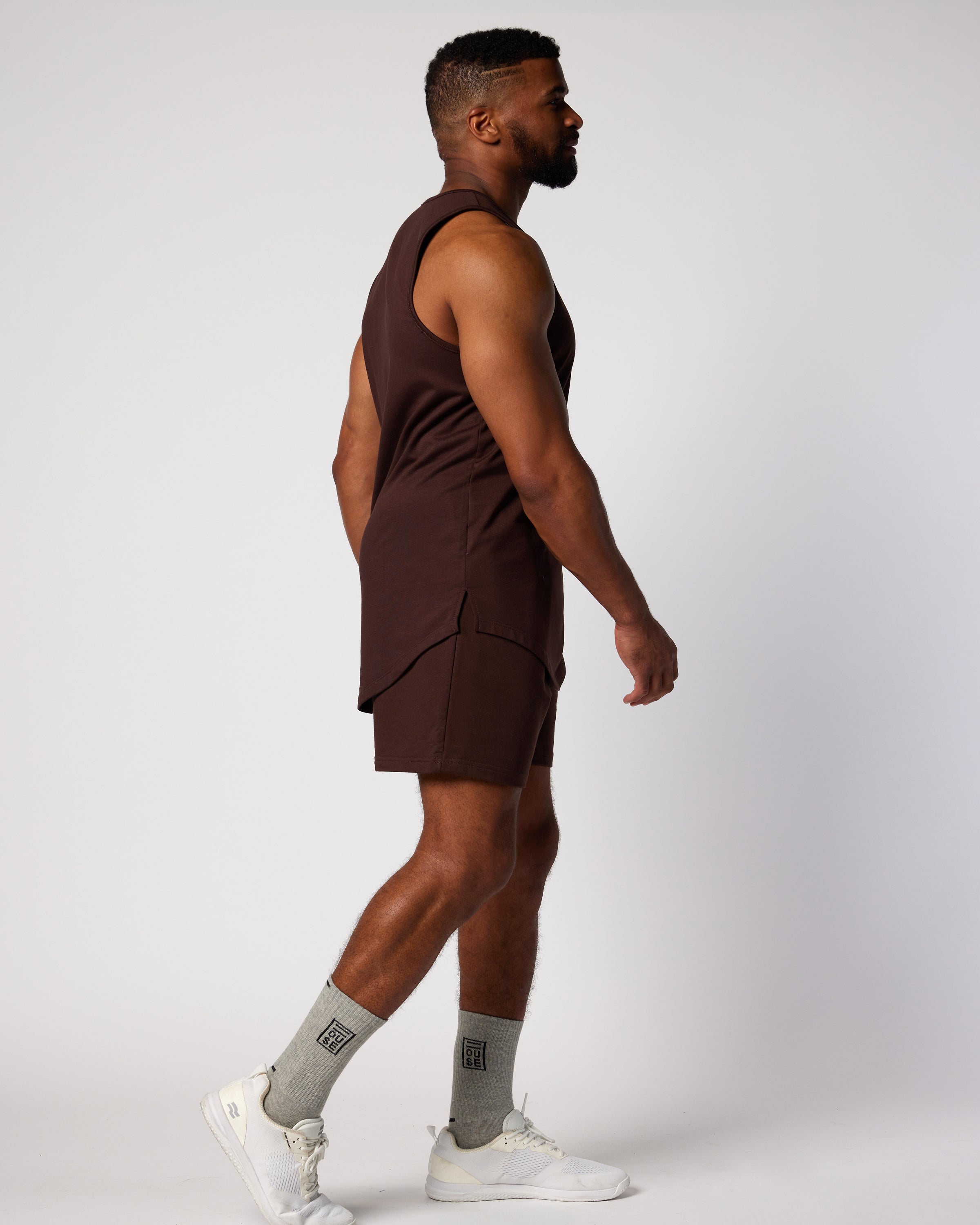 Mens Jersey Tank in Espresso Brown