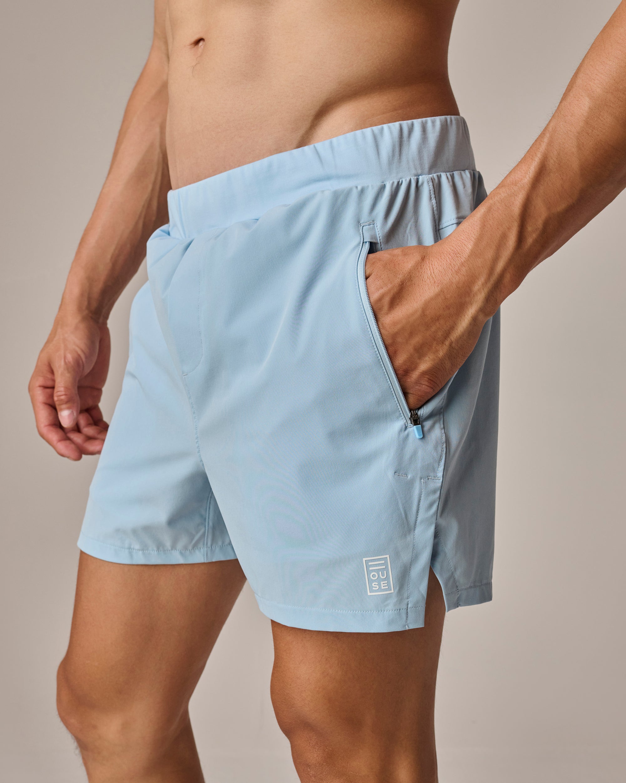 Mens Sky Blue Unlined Shorts