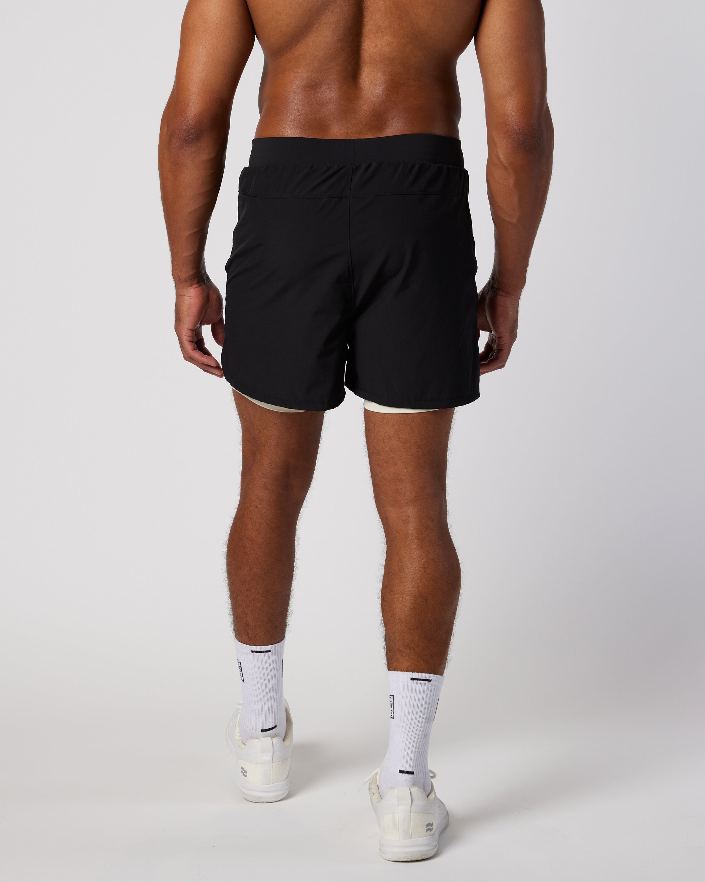 Mens Lined Shorts Short Black Off White