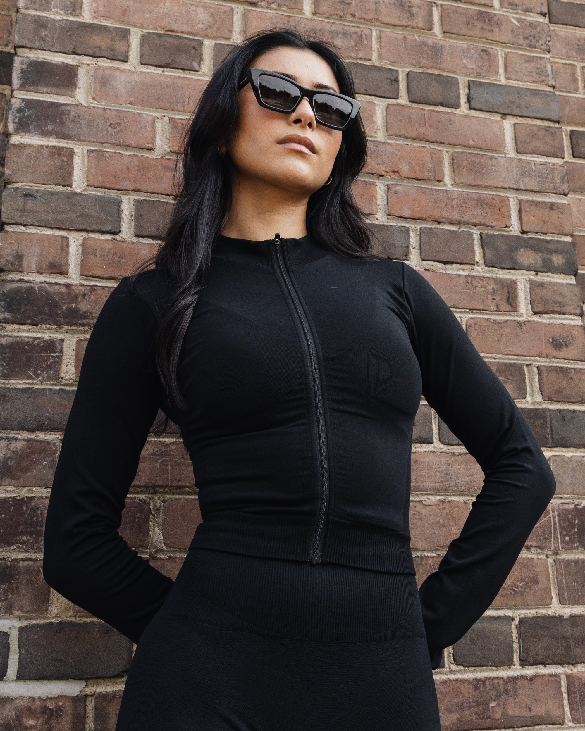 Seamless Longsleeve Full Zip - Black