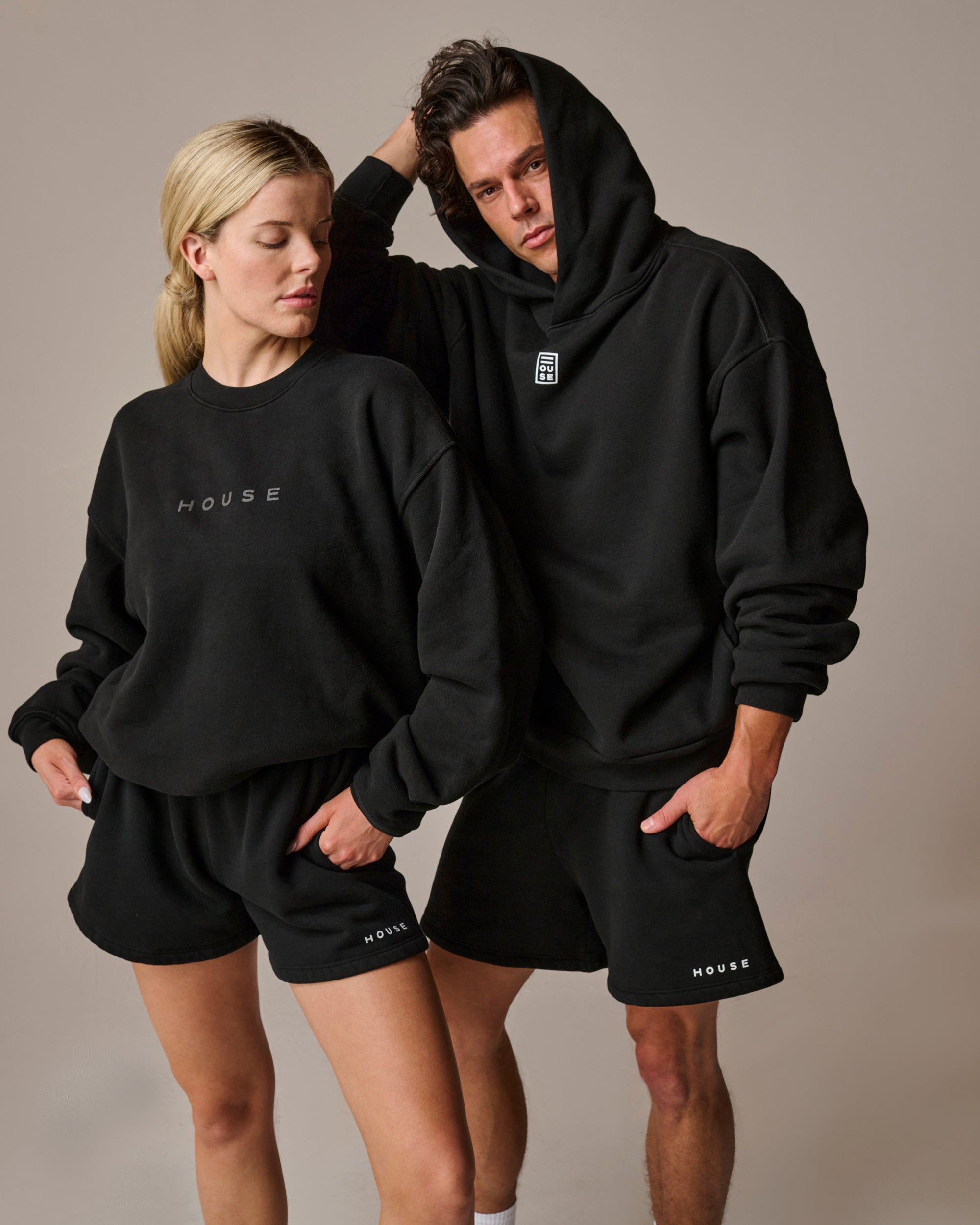 unisex black sweat short